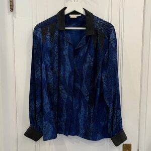 Santini Silk and Leather Blouse Top